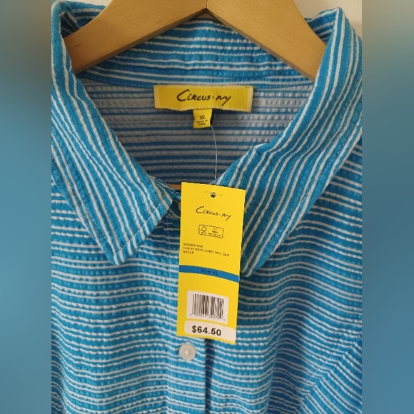 🆕️NWT Circus NY Nicole Stripe Cotton Seersucker Button-Up Shirt, Size XL - Picture 5 of 13